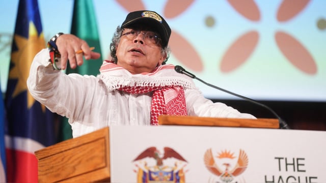 Gustavo Petro, en un foro en Nueva York, Estados Unidos.