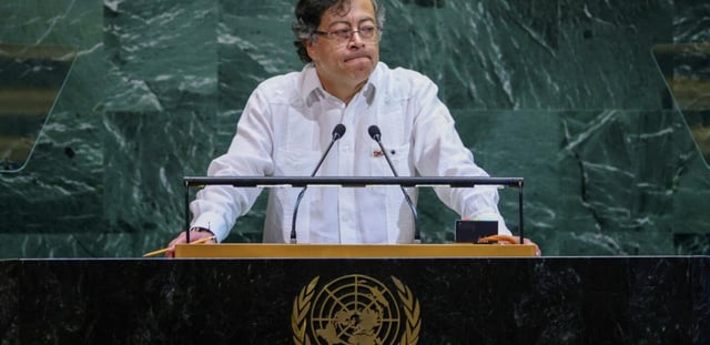 Le président colombien Gustavo Petro à la tribune des Nations Unies à New York, le 23 septembre 2025
