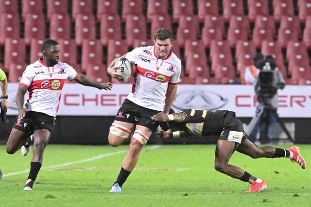 Lions loose forward WJ Steenkamp in action during the Currie Cup, says the team hopes to take inspiration from the Springboks to help them get over their final loss and start the URC with a win over Cardiff. Picture: Sydney Seshibedi/Gallo Images