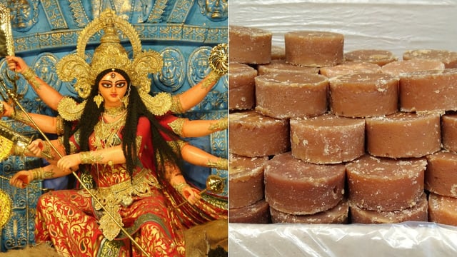 Day 7 is dedicated to the fierce form of Maa Durga- Goddess Kalratri and jaggery is offered to the goddess