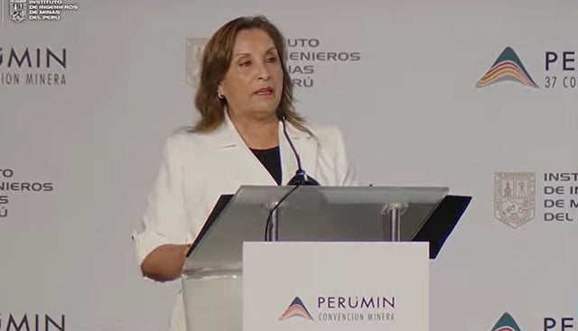 Presidenta Dina Boluarte participó en la clausura de la convención minera PERUMINn 37 en Arequipa | Foto: Captura de video YouTube