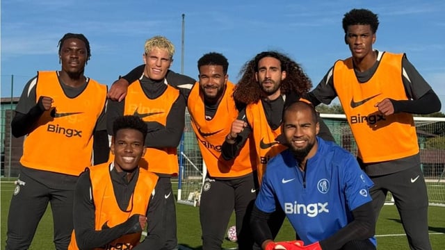 Chelsea players during training session ahead of Brighton clash | Image: X/@ChelseaFC