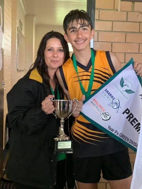 Tom Saffioti was tragically killed in a car crash, he is pictured with mum Samantha.