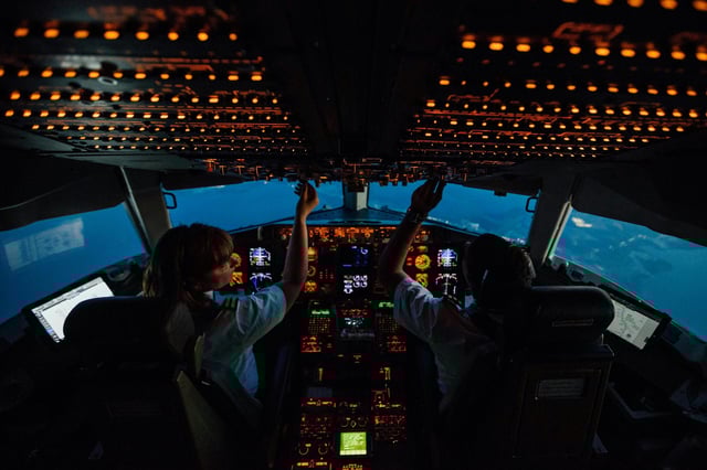 Pilots in the cockpit