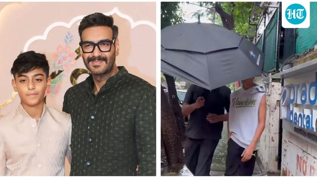 Ajay Devgn's son Yug wanted to avoid paparazzi during his latest outing in Mumbai.