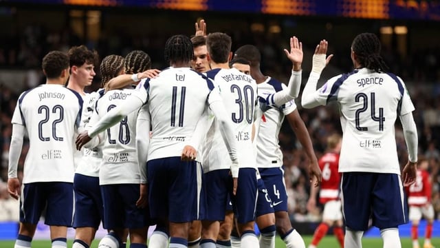 Tottenham Hotspur players celebrating after scoring a goal | Image: AP