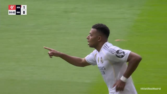 Kylian Mbappé puso el empate parcial para el Real Madrid frente al Atlético Madrid por la fecha 7 de LaLiga.