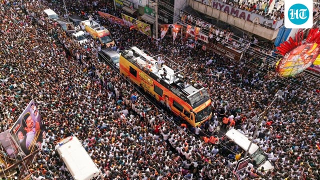 Visuals from Tamilaga Vettri Kazhagam (TVK) President and actor Vijay’s Namakkal rally, held earlier today.