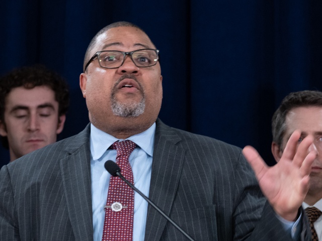 Manhattan District Attorney Alvin Bragg stands with members of his staff at a news conference following the conviction of former U.S. President Donald Trump in his hush money trial on May 30, 2024 in New York City. Trump was found guilty on all 34 felony counts of falsifying business records in the first of his criminal cases to go to trial. (Spencer Platt/Getty)