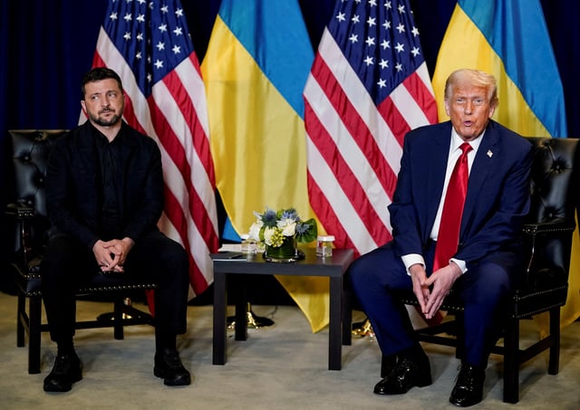 U.S. President Donald Trump meets with Ukrainian President Volodymyr Zelenskiy during the 80th United Nations General Assembly, in New York City, New York, U.S., September 23, 2025. REUTERS/Al Drago/File Photo
