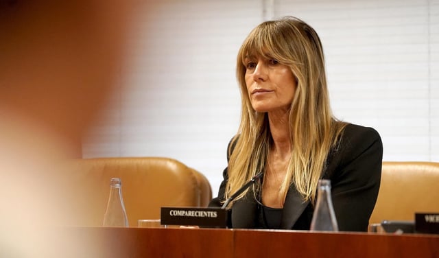 Begoña Gómez, esposa de Pedro Sánchez, durante su comparecencia en la Asamblea de Madrid.