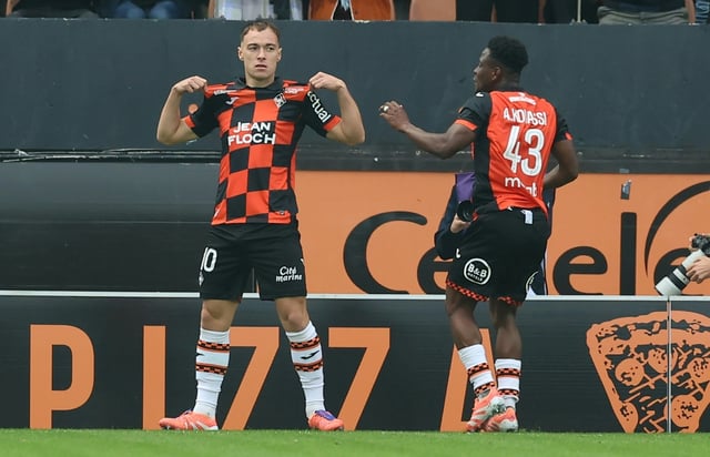 Pablo Pagis (L) scored twice for Lorient in their 3-1 win over Monaco in Ligue 1 on Saturday