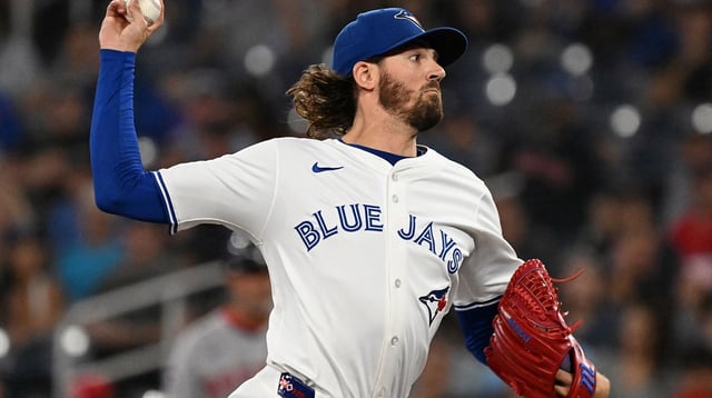 Sep 23, 2025; Toronto, Ontario, CAN; Toronto Blue Jays starting pitcher Kevin Gausman (34) delivers a pitch against the Boston Red Sox in the first inning at Rogers Centre. Mandatory Credit: Dan Hamilton-Imagn Images