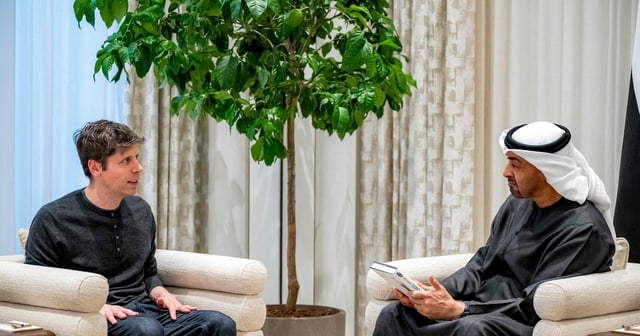UAE President Sheikh Mohamed meets OpenAI's Sam Altman in Abu Dhabi. UAE Presidential Court / AFP 