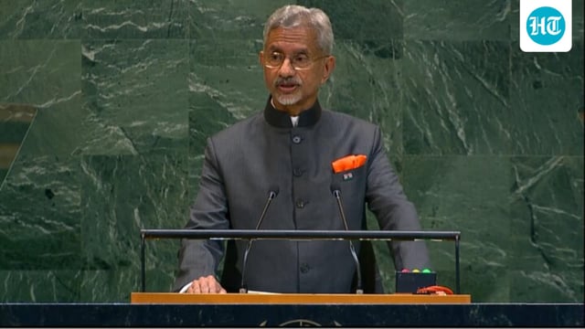 India's foreign minister S Jaishankar speaks at UN General Assembly on September 27, 2025.