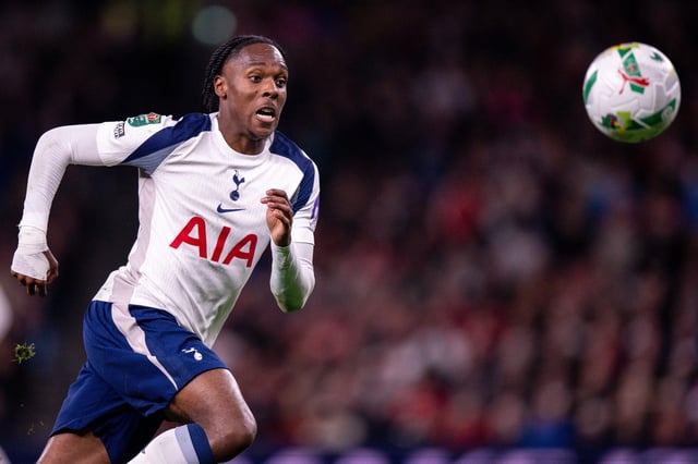 Mathys Tel of Tottenham Hotspur in action during the Carabao Cup Third Round match between Tottenham Hotspur and Doncaster Rovers at Tottenham Hotspur Stadium on September 24, 2025 in London, England.