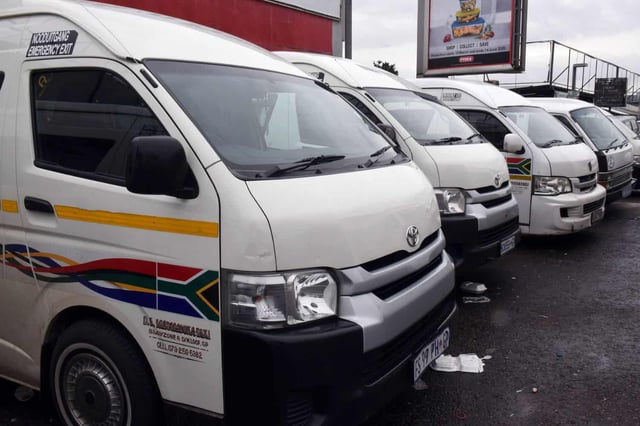 Taxis waiting for commuters at the Bara Taxi rank, south of Johannesburg. Picture: Nigel Sibanda