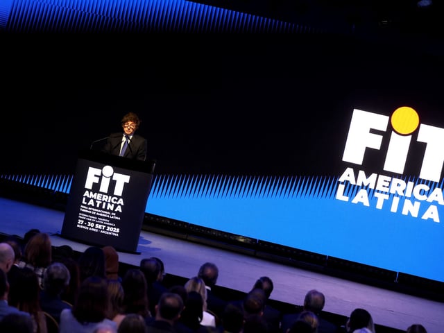 En su primera aparición pública luego de viaje por EE.UU el presidente la Nación Javier Milei visita Feria Internacional Turismo Rural 27 Septiembre 2025 Ciudad Autónoma Buenos Aires Argentina. FOTO Francisco Loureiro - FTP CLARIN IMG_7308.JPG Z Invitado