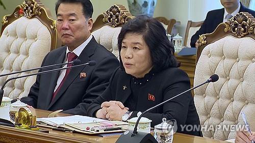 This image, captured from the Korean Central Television, shows North Korean Foreign Minister Choe Son-hui. (For Use Only in the Republic of Korea. No Redistribution) (Yonhap)