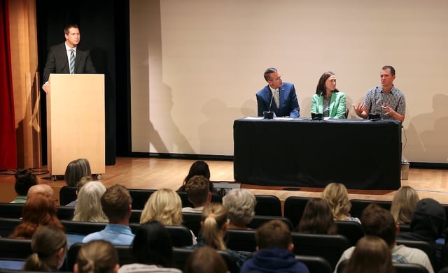Brian Willoughby, BYU School of Family Life professor, moderates a panel discussion called Establishing Successful Marriages and Families with BYU School of Family Life faculty Loren Marks, Chelom Leavitt and Adam Rogers during the Day 2 morning session of the Experiencing Jesus Christ Through the Family Proclamation conference at BYU in Provo on Friday, Sept. 26, 2025.