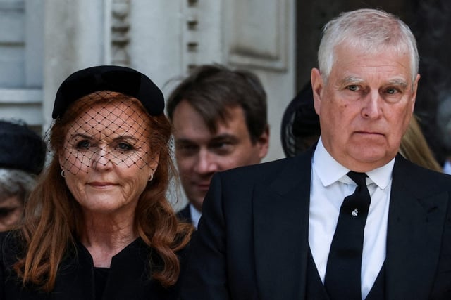 Prince Andrew and his former wife Sarah Ferguson, Duchess of York, at the funeral of the Duchess of Kent. (Picture: Toby Melville/Reuters)