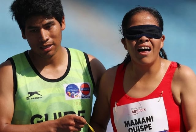Neri Mamani corrió junto a su guía Aldo Cusi al ser de la categoría de discapacidad visual. (Foto: paraathletics)