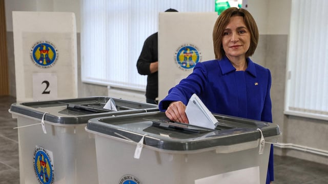 Maia Sandu bei der Stimmabgabe