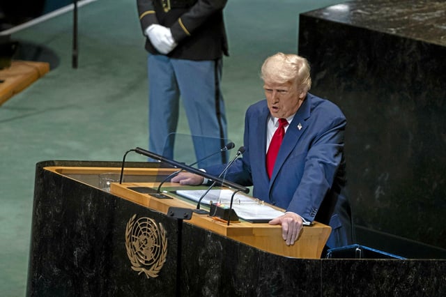 Le président américain Donald Trump s’adresse à l’Assemblée générale des Nations unies, à New York, le 23 septembre 2025.
