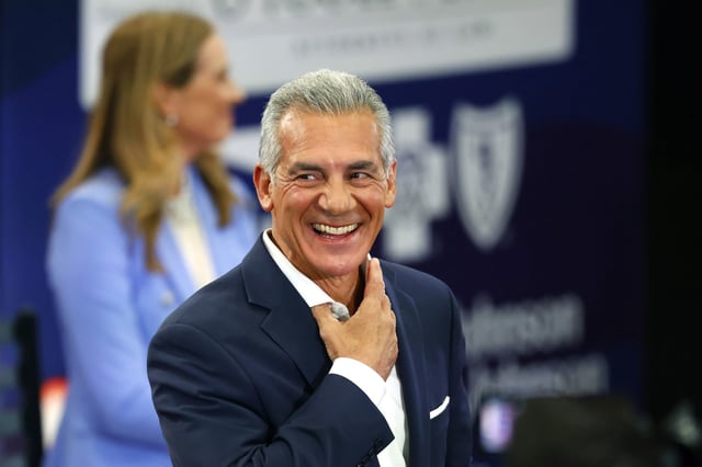 Republican Jack Ciattarelli responds to questions during the first general election gubernatorial debate with Democratic opponent Mikie Sherrill, in Lawrenceville, N.J., on Sept. 21, 2025.