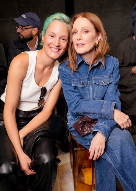 Vicky Krieps and Julianne Moore sat on the front row at the Bottega Veneta show.