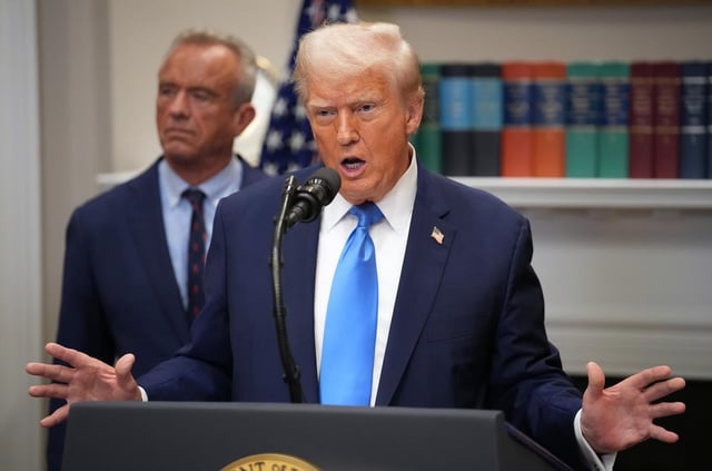 WASHINGTON, DC - SEPTEMBER 22: U.S. President Donald Trump answers questions after making an announcement on “significant medical and scientific findings for America’s children” in the Roosevelt Room of the White House on September 22, 2025 in Washington, DC. Federal health officials suggested a link between the use of acetaminophen during pregnancy as a risk for autism, although many health agencies have noted inconclusive results in the research. (Photo by Andrew Harnik/Getty Images)