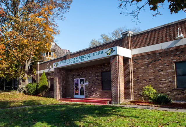 The West Indian Social Club in Hartford on Tuesday, Oct. 31, 2023. They will be acquiring property next door 3346-3366 Main St and 3372-3374 Main St. (Aaron Flaum/Hartford Courant)