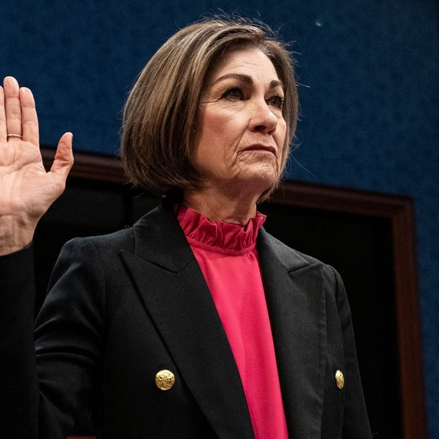 WASHINGTON, DC - FEBRUARY 5: Iowa Governor Kim Reynolds is sworn-in during a House Oversight and Accountability Committee hearing on "Rightsizing Federal Government," on Capitol Hill, on February 5, 2025 in Washington, DC. The hearing comes as the Trump administration embarks on an aggressive effort to shrink the federal workforce via a variety of ways, including the president's call for mass resignations.  (Photo by Al Drago/Getty Images)