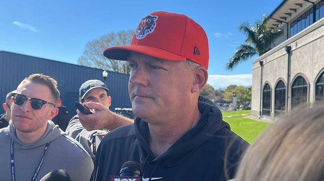 Detroit Tigers manager A.J. Hinch on February 14, 2024, at the spring training facility in Lakeland, Florida.