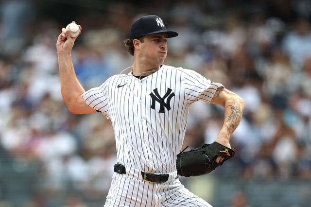 NEW YORK, NEW YORK - SEPTEMBER 27: Cam Schlittler #31 of the New York Yankees pitches during the first inning against the Baltimore Orioles at Yankee Stadium on September 27, 2025 in the Bronx borough of New York City. (Photo by Ishika Samant/Getty Images)