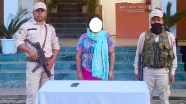Woman cadre of an insurgent group nabbed by security forces in Manipur