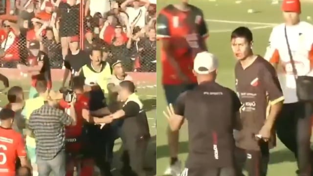 Hinchas de Deportivo Maipú invadieron la cancha y se enfrentaron con los jugadores