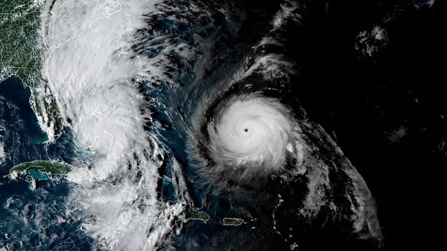 A satellite image of Hurricane Humberto on Sunday. Image: NOAA