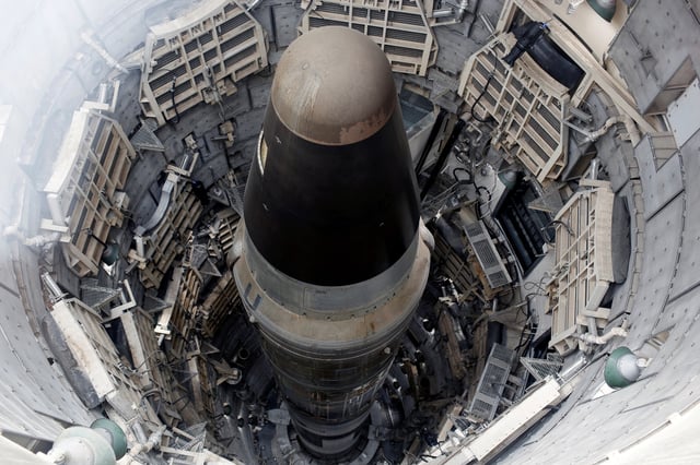 The Titan Missile, shown from above during a tour of the 103-foot Titan II Intercontinental Ballistic Missile (ICBM) site which was decommissioned in 1982, at the Titan Missile Museum in Sahuarita, Arizona, U.S., February 2, 2019.  REUTERS/Nicole Neri/File Photo
