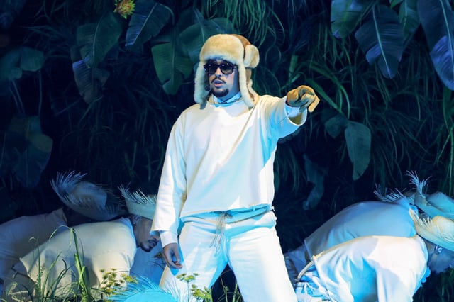 SAN JUAN, PUERTO RICO - JULY 11: Bad Bunny performs onstage during Night One of Bad Bunny: "No Me Quiero Ir De Aqui" Residencia En El Choli at Coliseo de Puerto Rico José Miguel Agrelot on July 11, 2025 in San Juan, Puerto Rico. (Photo by Kevin Mazur/Getty Images)