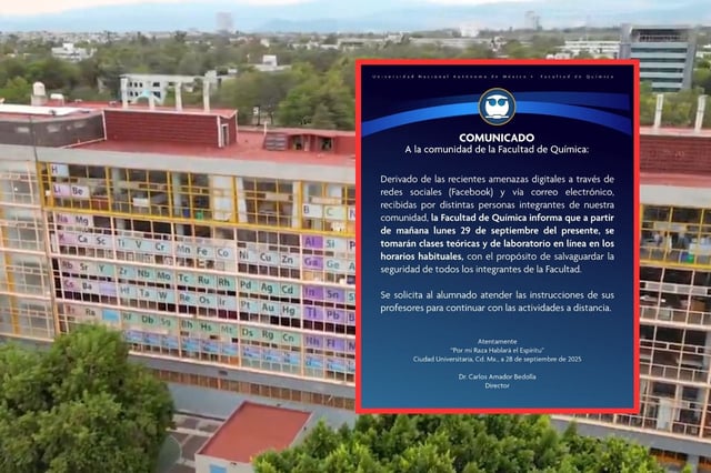 Las autoridades universitarias hicieron un llamado a la comunidad a mantenerse unida. | Crédito: Facultad de Química UNAM (@quimica_unam)