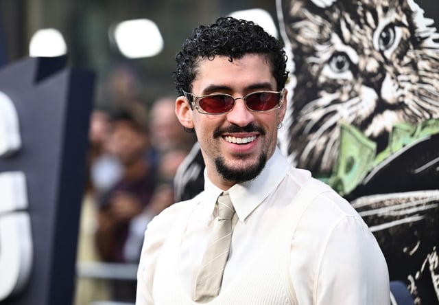 Benito Antonio Martinez Ocasio (aka Bad Bunny) attends the premiere of "Caught Stealing" at Regal Union Square in New York on August 26, 2025.