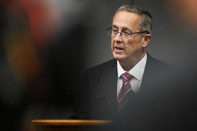 Utah County Attorney Jeff Gray speaks during a press conference announcing charges filed against Tyler Robinson, the man accused of fatally shooting conservative activist Charlie Kirk, Tuesday, Sept. 16, 2025, in Provo, Utah. (AP Photo/Alex Goodlett)