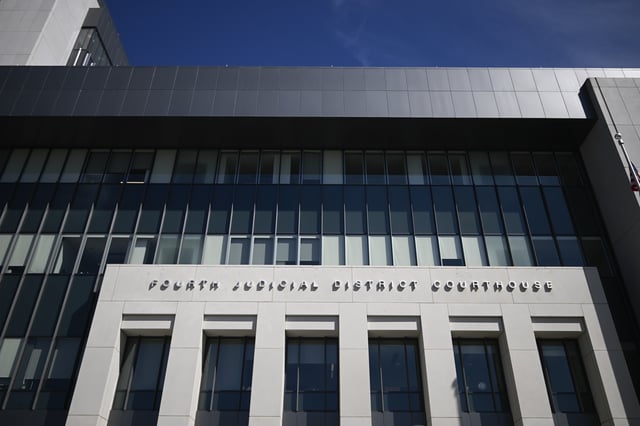 The Fourth Judicial District Courthouse is seen during the arraignment of Tyler Robinson, the man accused of fatally shooting conservative activist Charlie Kirk, Tuesday, Sept. 16, 2025, in Provo, Utah. (AP Photo/Alex Goodlett)