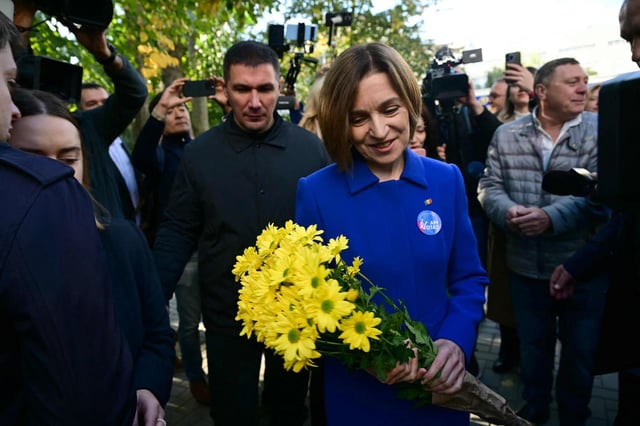 La présidente moldave, Maia Sandu, à Chisinau, dimanche 28 septembre.