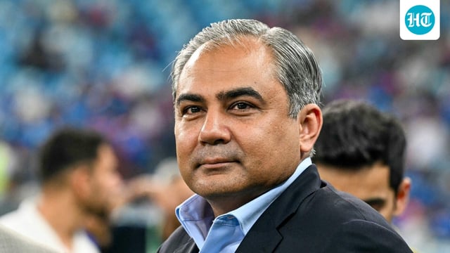 Asian Cricket Council and Pakistan Cricket Board chairman Mohsin Naqvi waits at the field