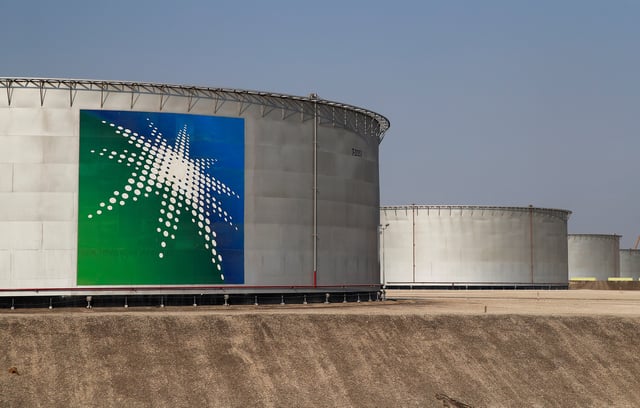 A view shows branded oil tanks at Saudi Aramco oil facility in Abqaiq, Saudi Arabia October 12, 2019. REUTERS/Maxim Shemetov