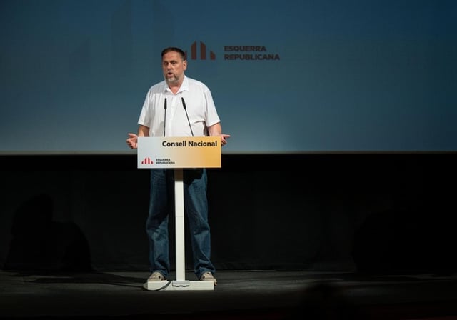 Oriol Junqueras, durante un Consejo Nacional de ERC, este mismo año