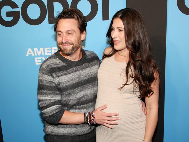 NEW YORK, NEW YORK - SEPTEMBER 28: Kieran Culkin and Jazz Charton pose at the opening night of the new Jamie Lloyd production of "Waiting for Godot" on Broadway at The Hudson Theatre on September 28, 2025 in New York City. (Photo by Bruce Glikas/WireImage)