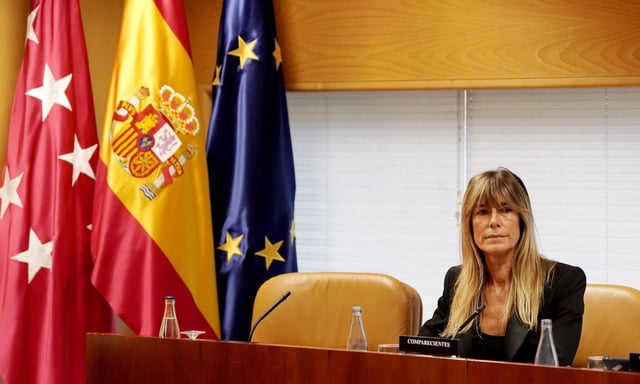 Begoña Gómez, esposa de Pedro Sánchez, durante su comparecencia en la Asamblea de Madrid.